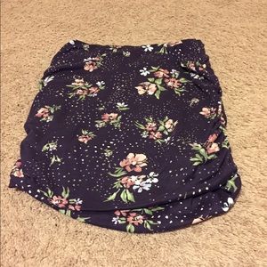 French grey purple skirt with floral pattern